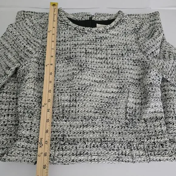 J.Crew Tweed Mini Dress Womens Sz 6 Long Sleeve Crew Neck Office Preppy Academy - Picture 10 of 13